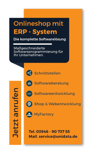 MYFACTORY - UNIDATA ERP-System mit Onlineshop in Quedlinburg im Harz